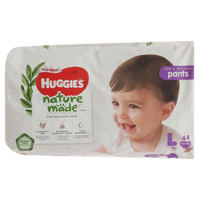 Tã quần Huggies Platinum natural made size L 44 miếng (cho bé 9 - 14kg)