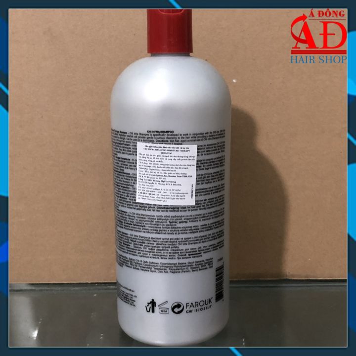 [+Tặng mũ trùm] Dầu gội CHI Infra Moisture Therapy shampoo siêu mượt cho tóc khô hư tổn (xám) Mỹ 946ml (Mẫu mới)