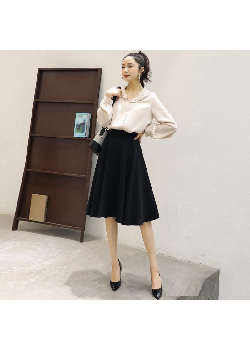 Chân Váy Xòe Dài Qua Gối Lưng Cao Thời Trang Cho Nữ