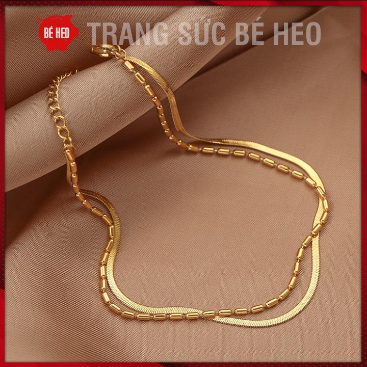 Lắc chân titan chuỗi đôi siêu đẹp - Trang sức Bé Heo BHLC45