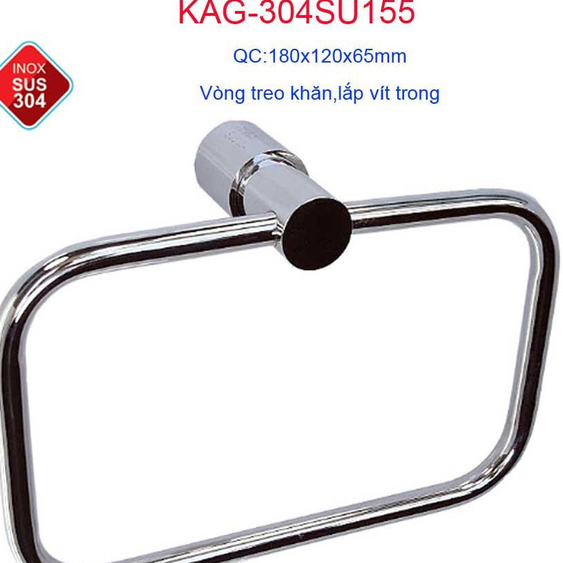 Vòng treo khăn KAG-304SU155, vòng vắt khăn tắm inox hộp SUS304 Nhật bản cao cấp