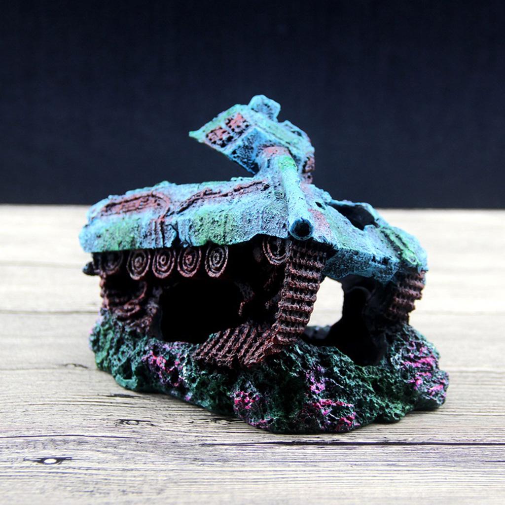 Sáng Tạo Xe Tăng Tàu Chiến Bị Đánh Chìm Hồ Cá Trang Trí Bể Cá Cảnh Vật Trang Trí