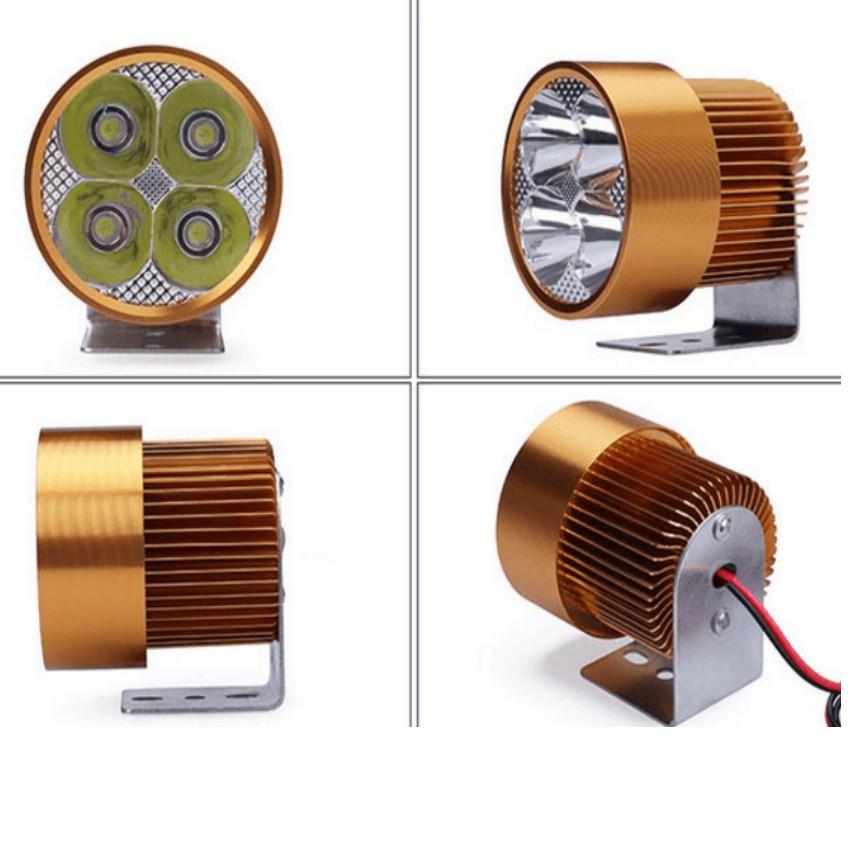 ️️ Đèn pha trợ sáng 4 LED dành cho xe mô tô, xe điện (đen)