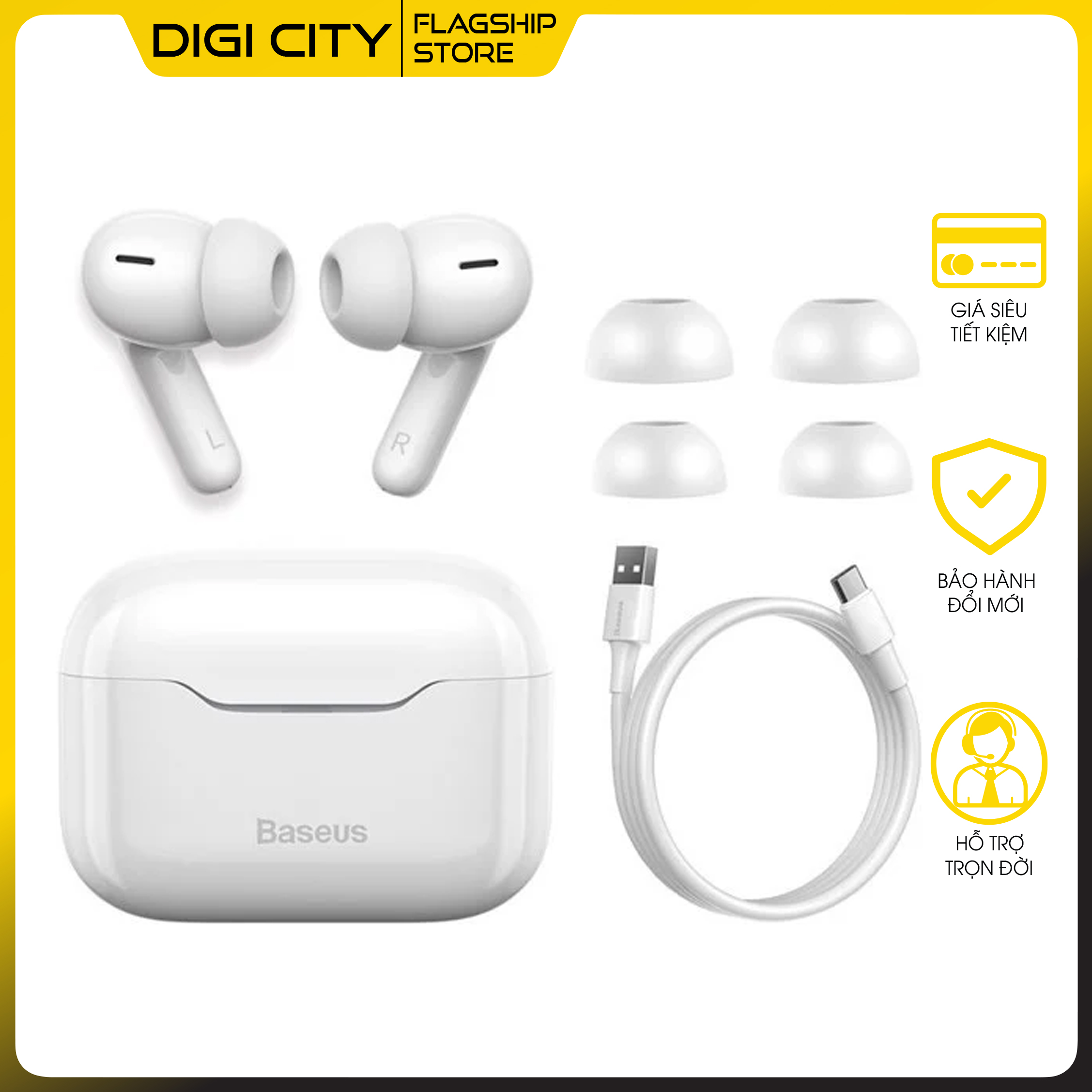 Tai nghe TWS chống ồn chủ động Baseus SIMU ANC S1 Pro True Wireless Earphone (Chống ồn chủ động, Xuyên Âm, Hi Fi/ Stereo, AAC/SBS, Dual Core DSP) - Hàng chính hãng