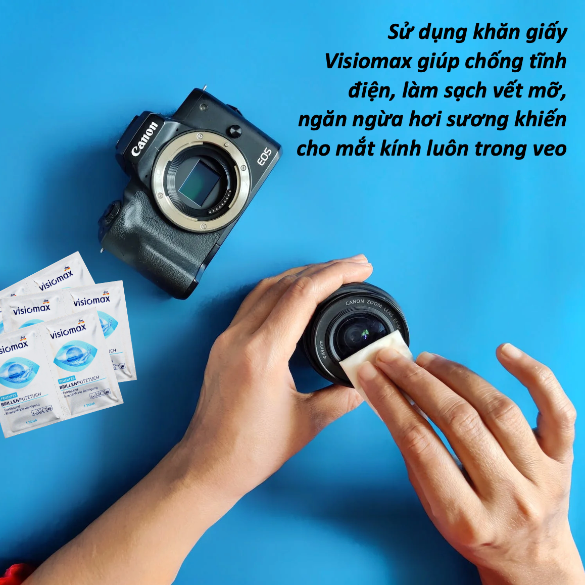 Khăn giấy lau kính Visiomax làm sạch kính mắt & màn hình Đức 52 tờ