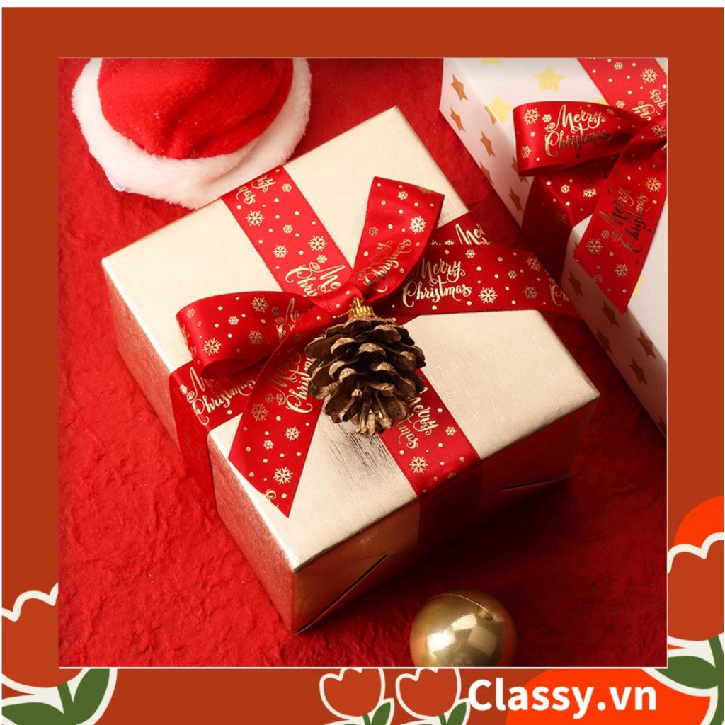 Ruy băng Classy vải sợi poly dài 01MÉT, dệt chữ chủ đề lễ hội, màu đỏ Q958