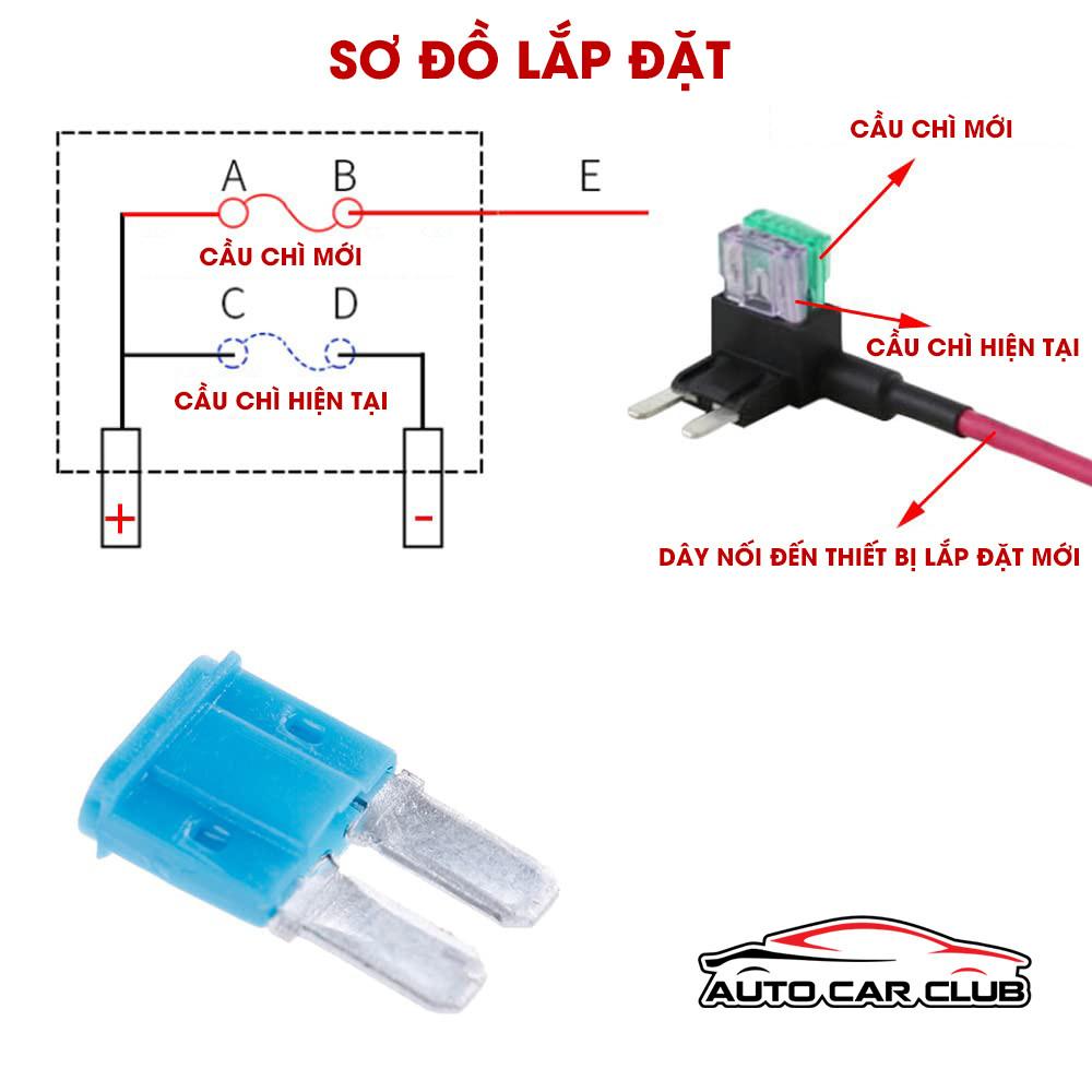 Dây cầu chì cắm thêm xe ô tô Vinfast Lấy điện ACC, REM điện camera hành trình, loa sub, dsp