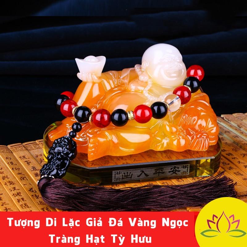 Set Tượng Phật Di Lặc Trang Trí Taplo Ô Tô Màu Vàng Ngọc Kèm Chuỗi Hạt Và Nước Hoa - Để Bàn Làm Việc Văn Phòng