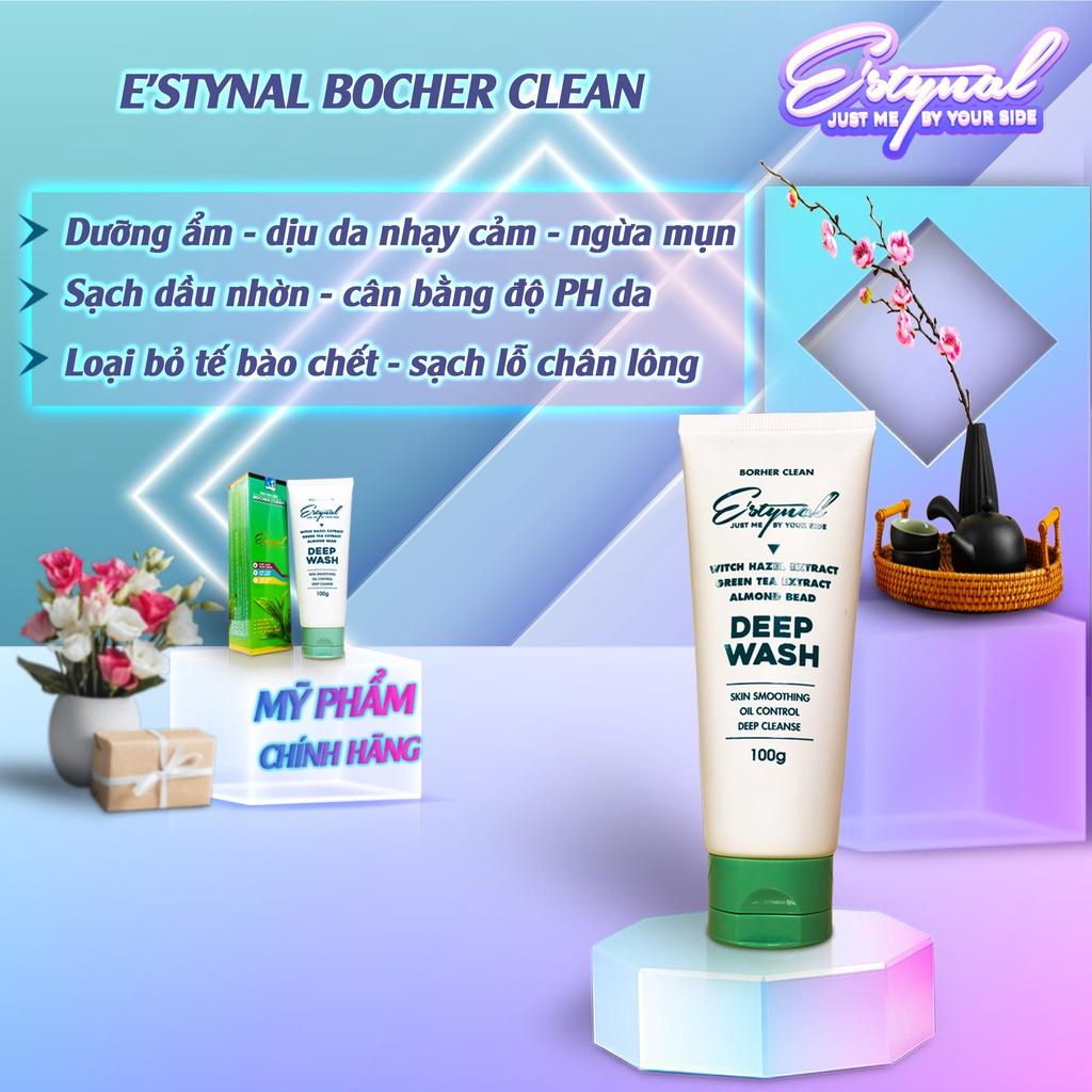 Sữa Rửa Mặt Detox Trà Xanh, E’stynal Bocher Clean, làm sạch dầu nhờn, bụi bẩn, không gây khô da, dưỡng ẩm, làm dịu da