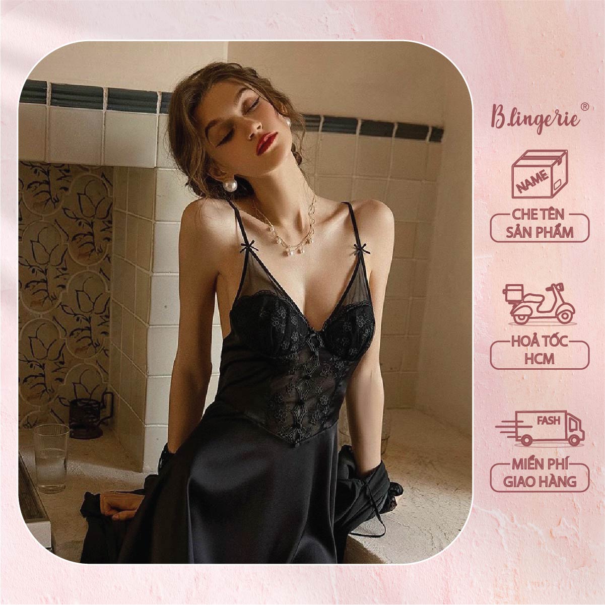 Váy Ngủ Chéo Dây Hở Lưng Gợi Cảm - B.Lingerie