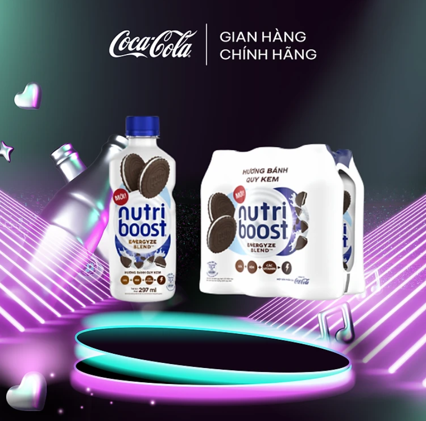 Lốc 24 Chai Thực phẩm bổ sung Nước uống sữa trái cây Nutriboost hương bánh quy kem 297ml/Chai Coca-Cola Official Store Sale 12.12