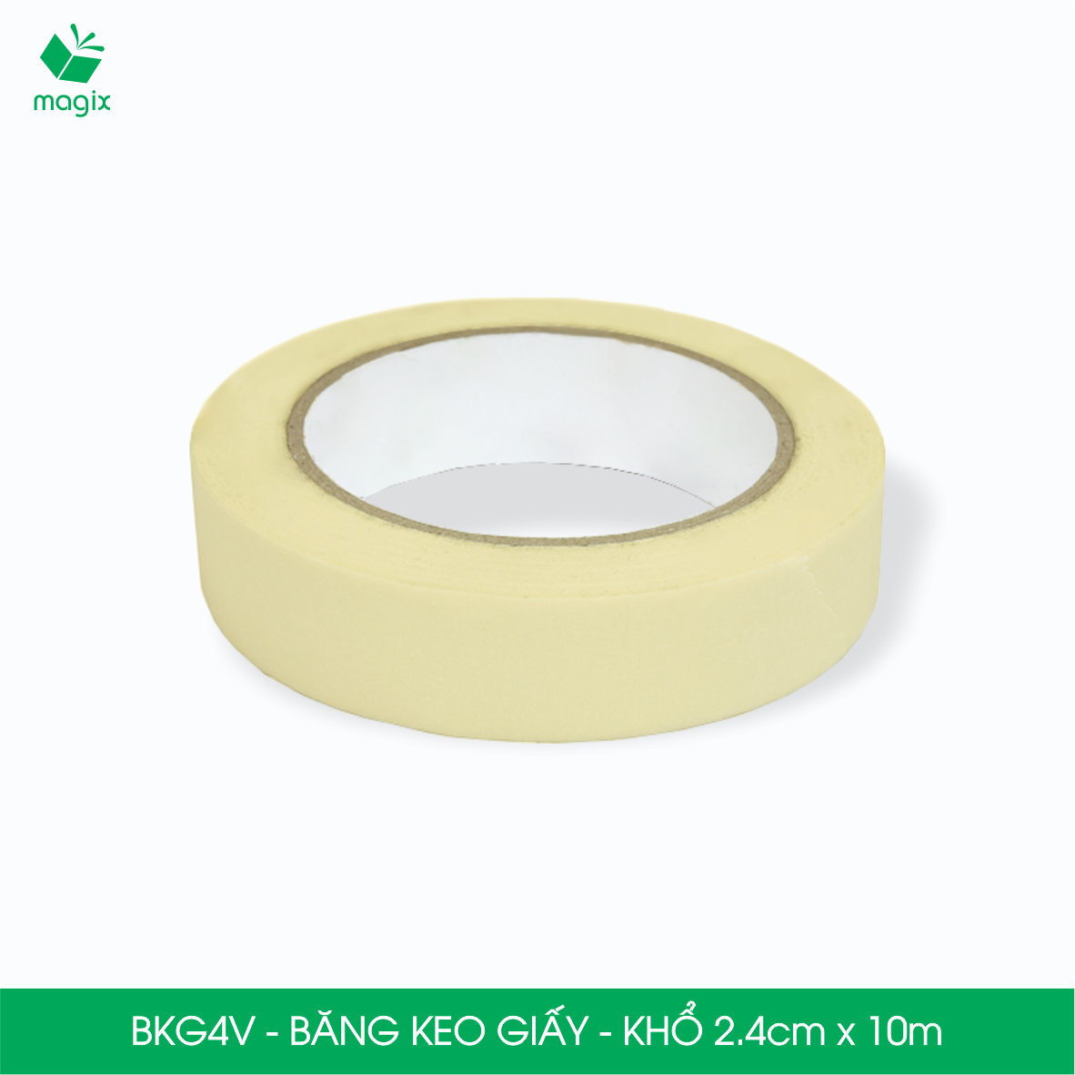 BKG4V - Block 12 cuộn băng keo giấy khổ 2.4cm x 10m - Băng dính giấy viết được, chặn màu sơn