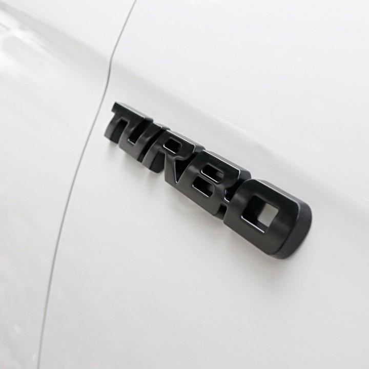 Decal tem chữ Turbo inox dán trang trí thân xe hoặc đuôi ô tô