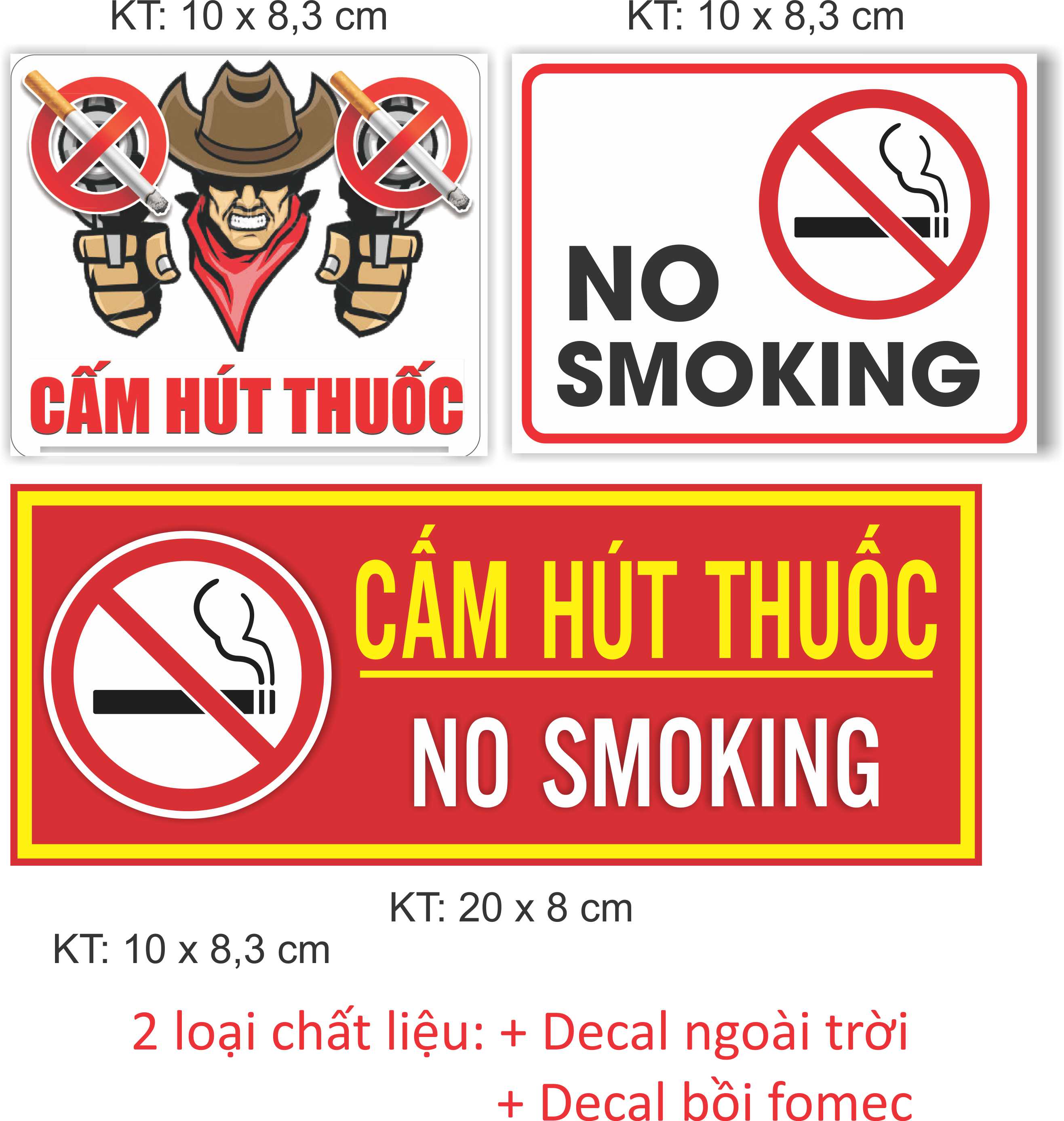 (Nhiều mẫu độc lạ) Sticker decal CẤM HÚT THUỐC / decan &quot;No Smoking&quot; dán xe, dán phòng họp, gia đình có trẻ nhỏ