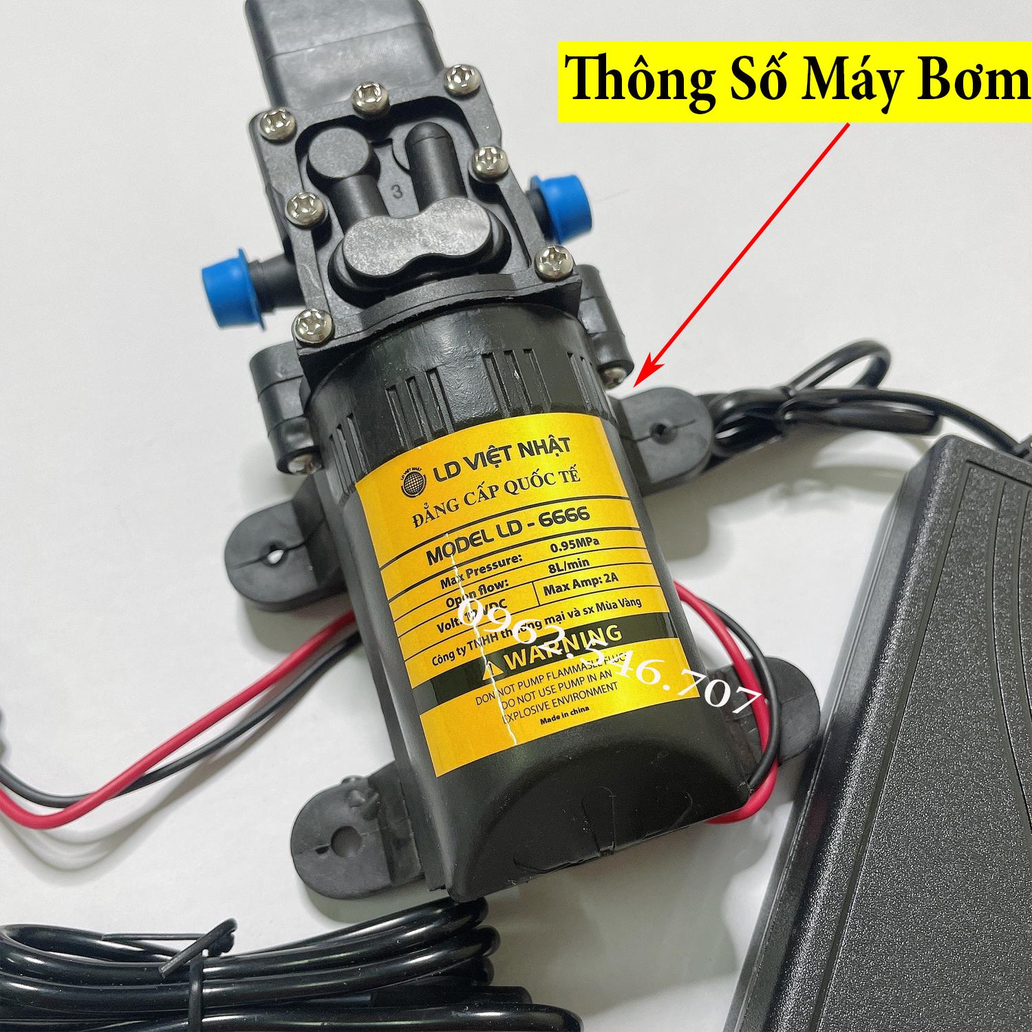 Bơm phun sương 12v tự động ngắt khi khóa đầu ra rửa xe, tưới cây, phun sương Kèm Nguồn 12v5a