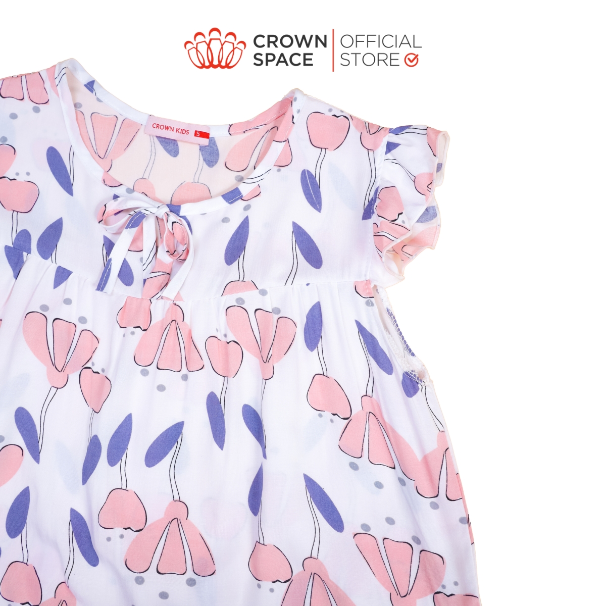 Bộ Mặc Nhà Bé Gái Hoa Tím Chính Hãng Crown Kid CKGS2911206.P Size 4 - 8