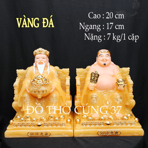 [ Cao 20 cm ] TƯỢNG THẦN TÀI  THỔ ĐỊA  MÀU VÀNG - ĐẾ TRÒN [ BỘT ĐÁ + COMPOSITE ]