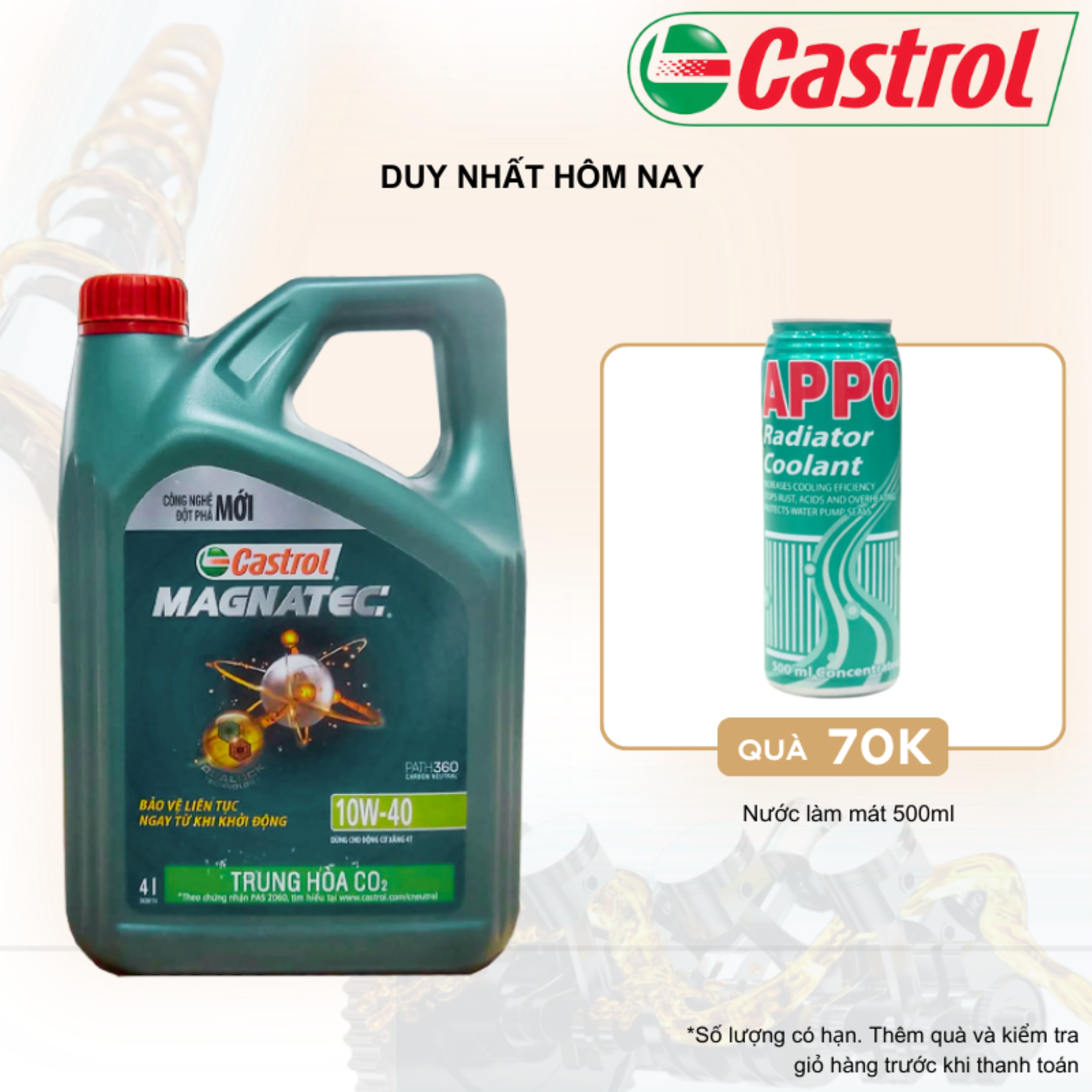 Nhớt ô tô, nhớt tổng hợp CASTROL MAGNATEC 10W40 4Lit