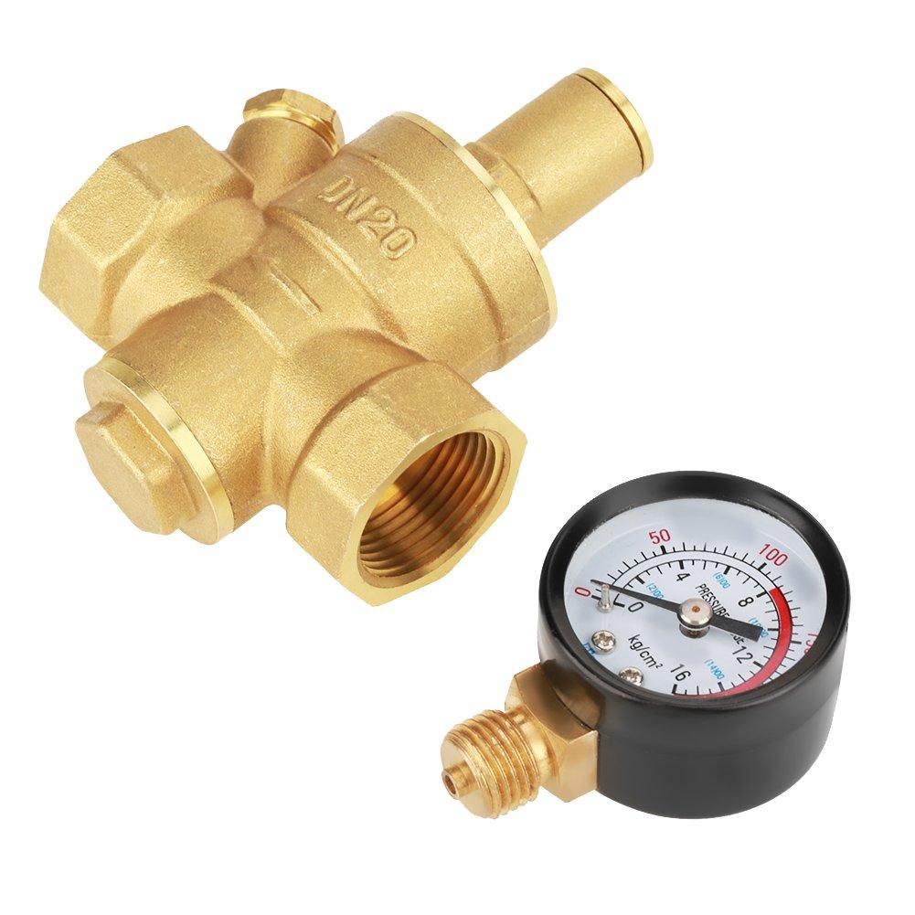 Van giảm áp suất nước DN20 có thể điều chỉnh bằng đồng thau với đồng hồ đo áp suất, điều chỉnh giảm áp suất nước trong đồng thau bằng đồng thau