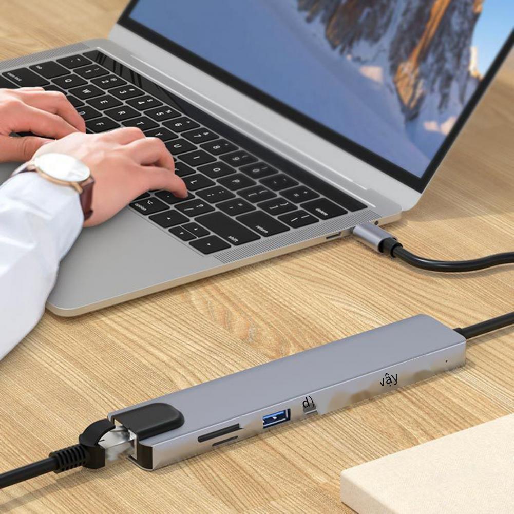 Giao hàng nhanh trạm kết nối type-c sang HDMI HUB tám trong một phù hợp cho máy tính xách tay MacBook trung tâm đọc thẻ mạng