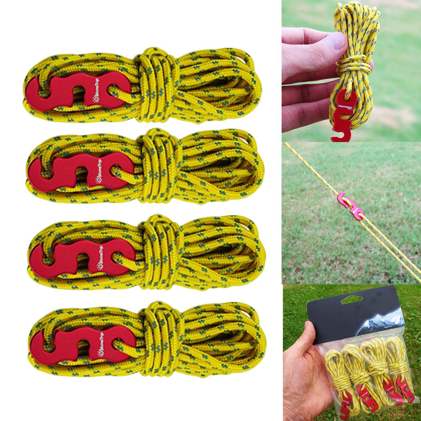 4 Pieces Tent Rope 3mm Diameter with Cord Adjuster Camping Rope for Hiking Accessories