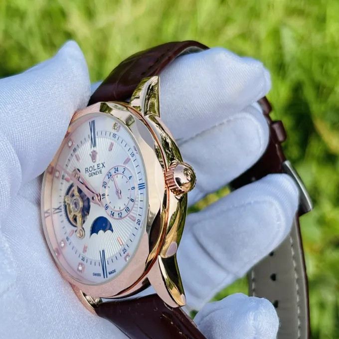 [Máy Cơ Automatic ] Đồng hồ RoLex Cơ Sun Moon 2 Màu Chạy Full Kim (Bảo Hành 2 Năm)