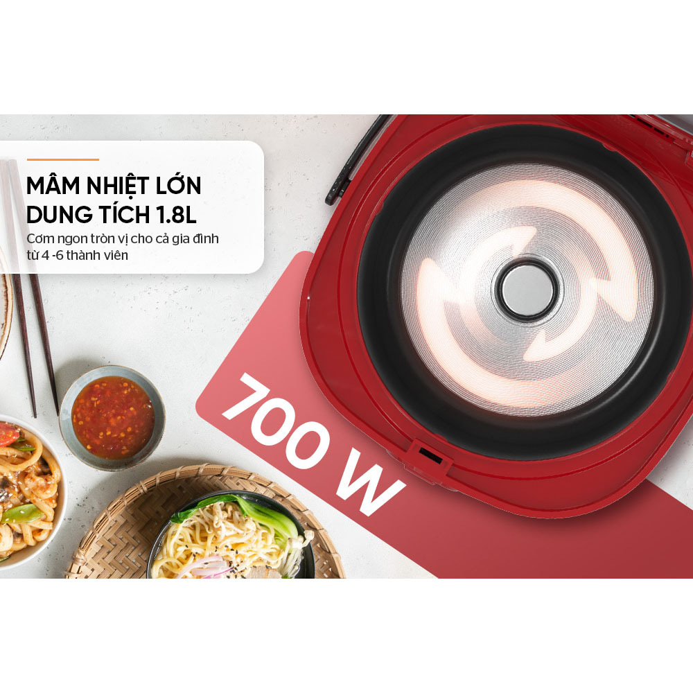 Nồi cơm điện Sunhouse SHD8611R 1.8 Lít- Hàng chính hãng