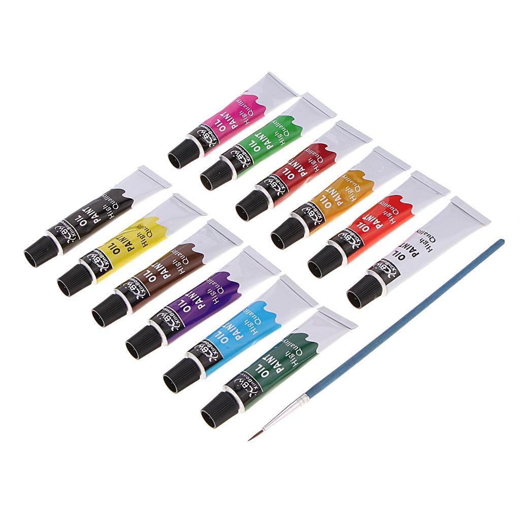 Set of 12 Acrylic Paint Set, Watercolor/ Oil Painting Tubes for Kids and Adults, Art & Craft Sets for Fabric, Wood, Ceramic, Glass, Rock
