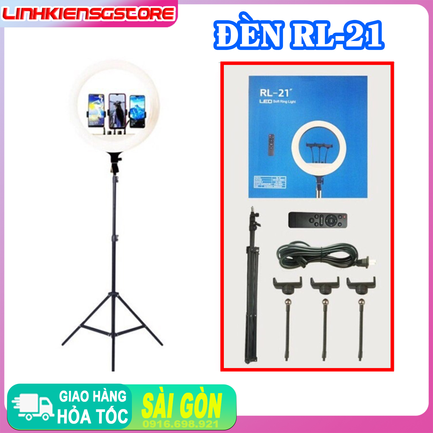 Đèn Livestream Size Lớn 54cm Khổng Lồ live stream makeup trang điểm 45cm rl-21