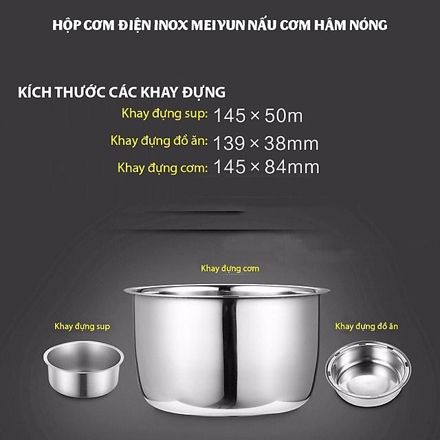 Hộp cơm điện 3 tầng Meiyun My3in nấu cơm hâm nóng mang tới văn phòng - Hộp xấu