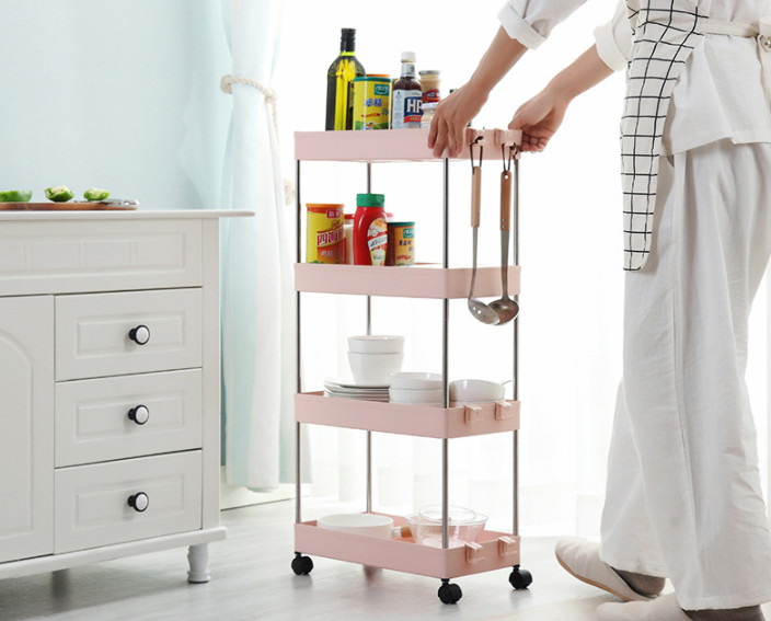 Kệ đựng đồ 4 tầng có bánh xe tiện lợi