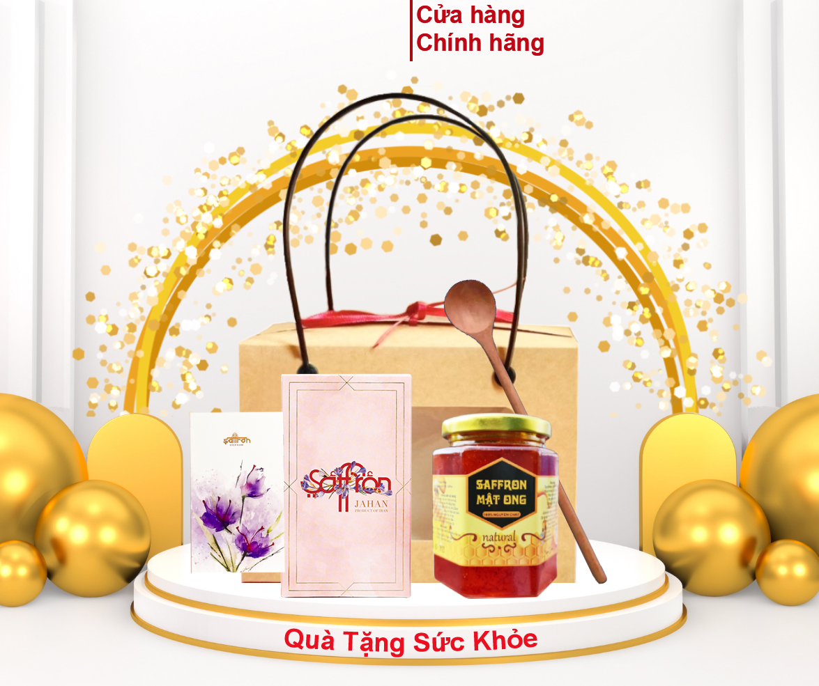 [Bộ quà Tặng Sức Khỏe] Nhụy Hoa Nghệ Tây Saffron Jahan 1Gr Tặng Kèm Mật ong Ngâm Saffron