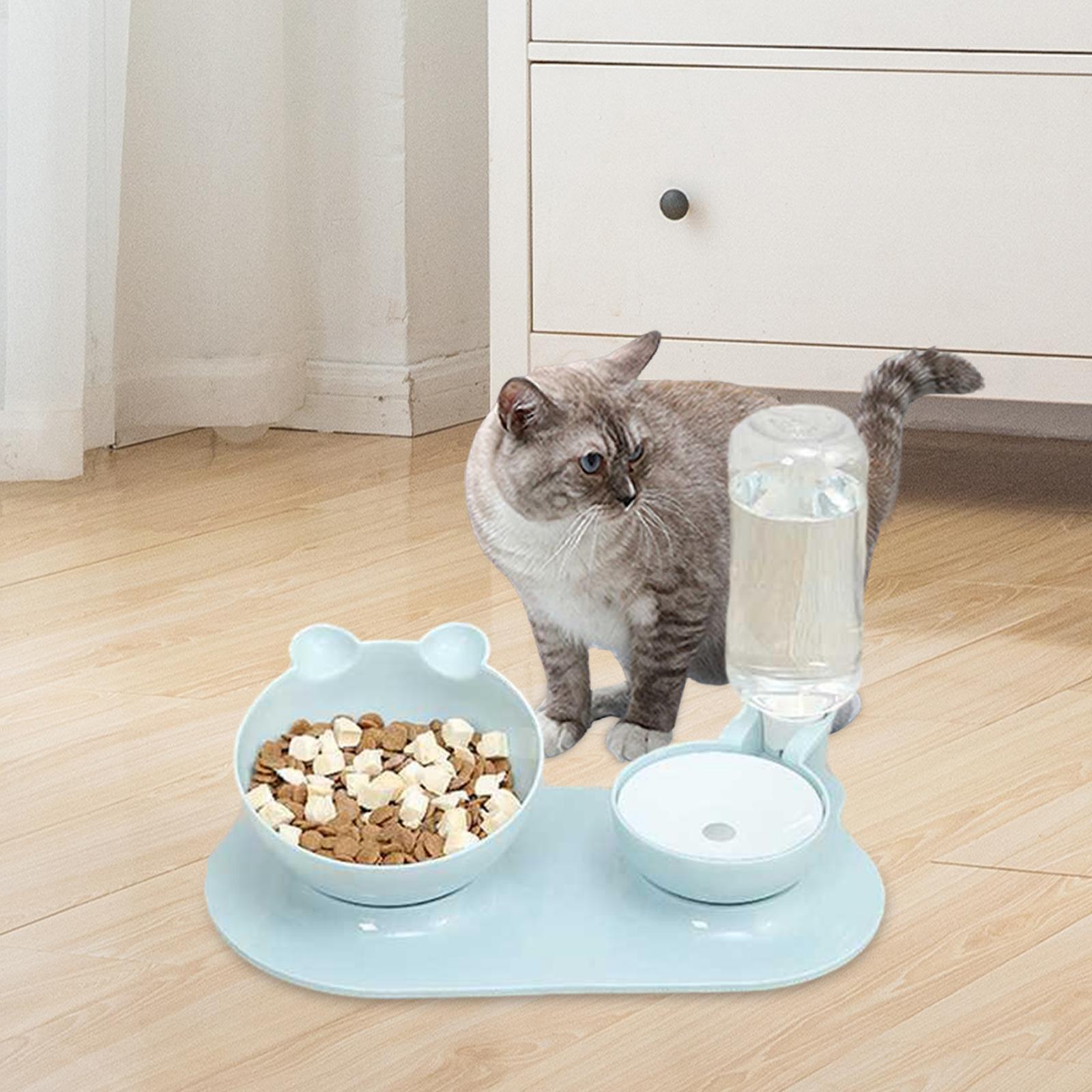 Cat Bowls for Food and Water, Double Bowl Pet Feeder, 15° Raised Cat Feeder, Pet Supplies Container, Pet Water Food Feeder for Small Medium Dogs