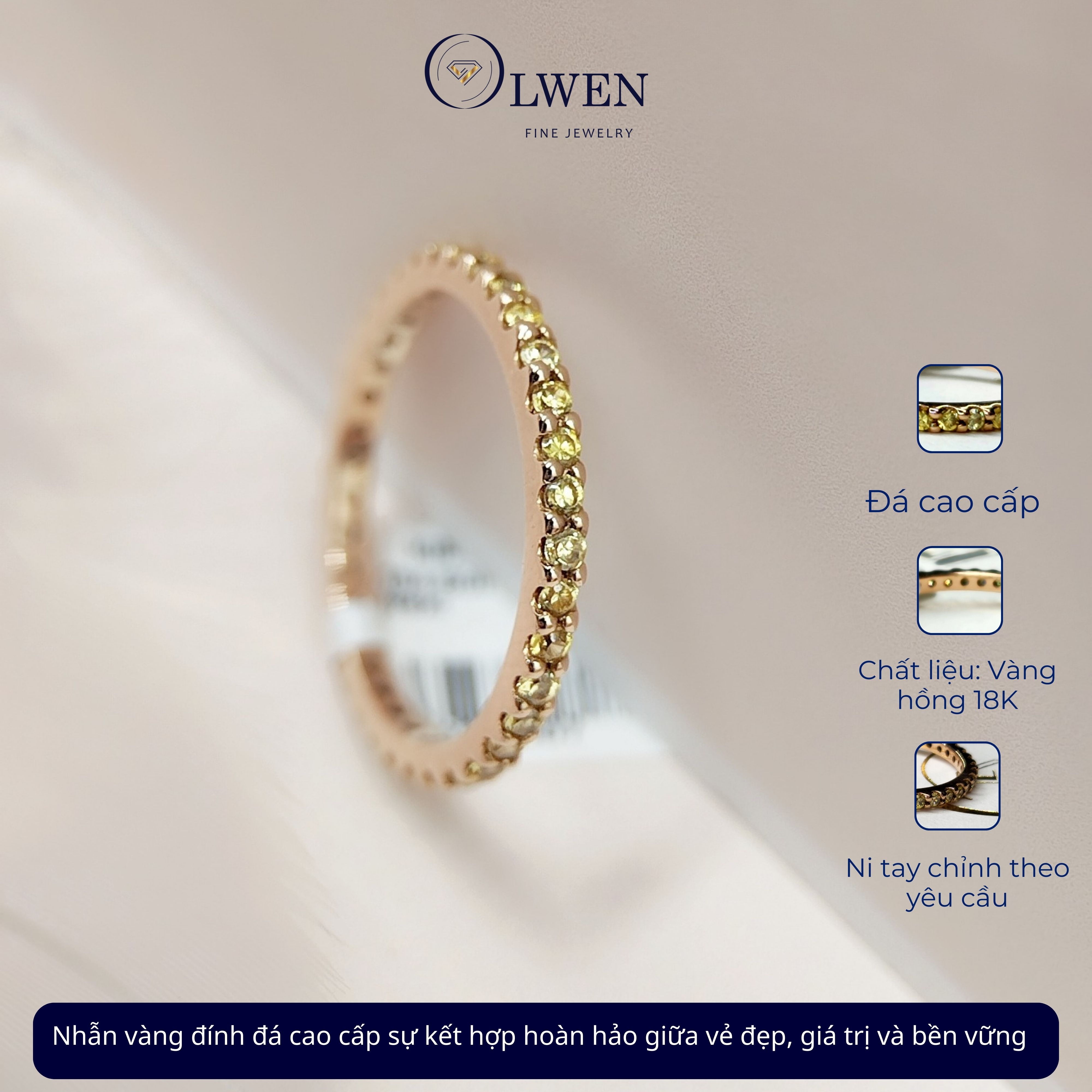 Nhẫn CZ 18K Olwen HA-R000006