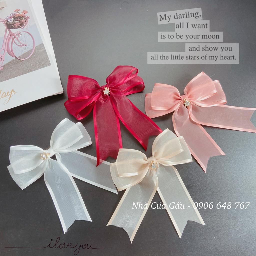 Kẹp tóc nơ 4 màu handmade xịn xò KN02 để chị em đi chơi nè