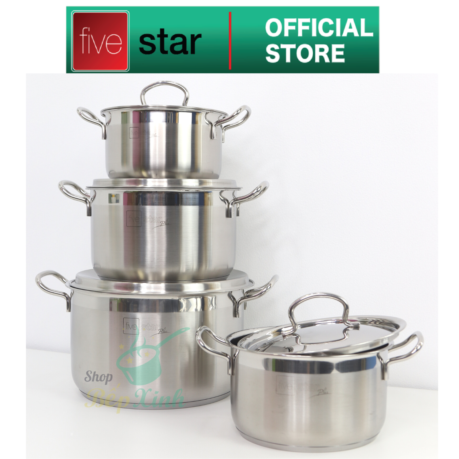 Bộ nồi chảo cao cấp Fivestar Plus 6 món nắp inox | tặng 1 vá canh