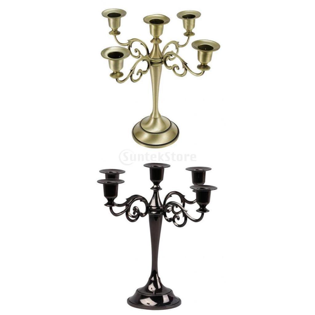2pcs 5-Candle Metal Candelabra Candlestick 10'' Candle Holder Candle Stand