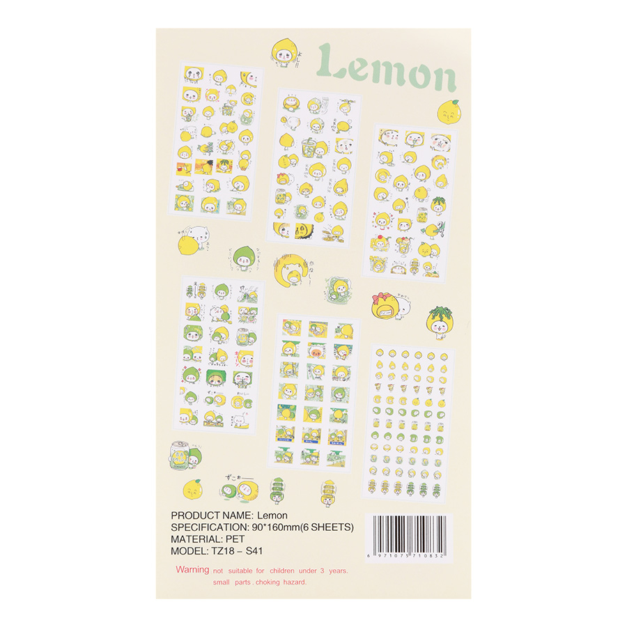 Bộ 6 Tấm Sticker Dán Trang Trí - Lemon