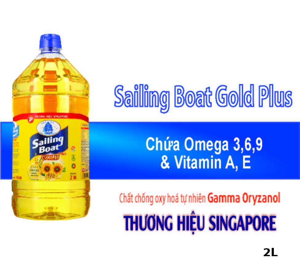 Dầu ăn cao cấp Sailing Boat Gold Plus 2L giàu Omega 3,6,9 và chất chống oxy hóa [FREESHIP]