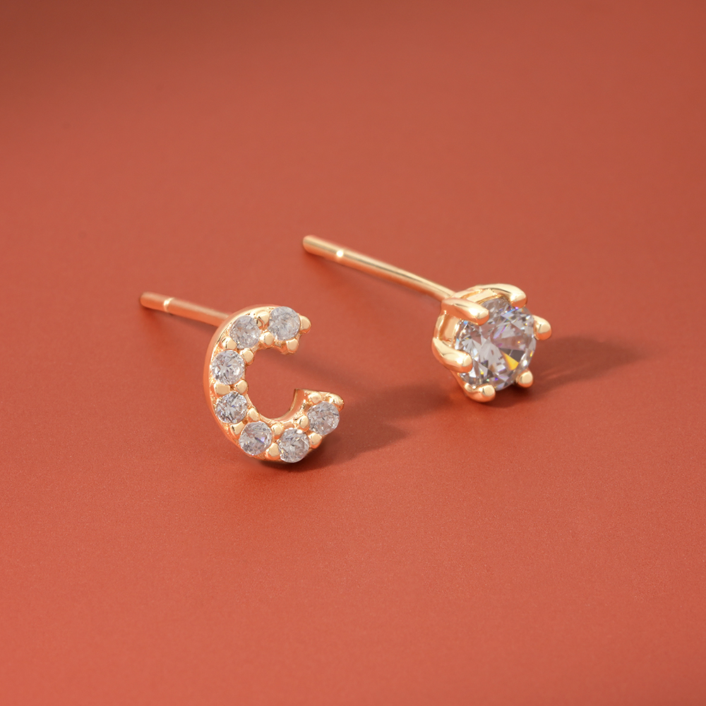 Bông Tai Nữ Chữ C Vàng Tây 14K BTAM103 Huy Thanh Jewelry
