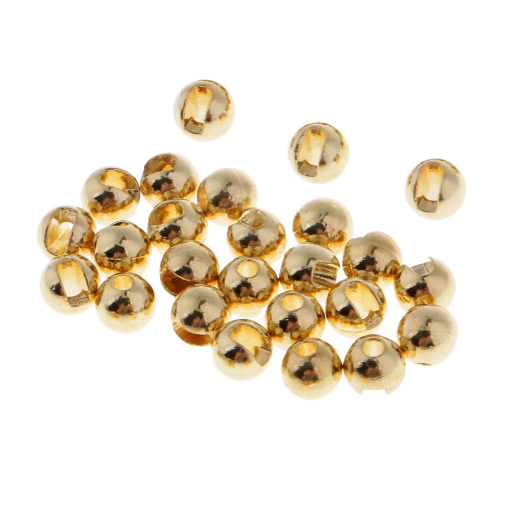 25pcs Slotted Tungsten Fly Tying Beads Fast Sinking Nymph Eyes Gold