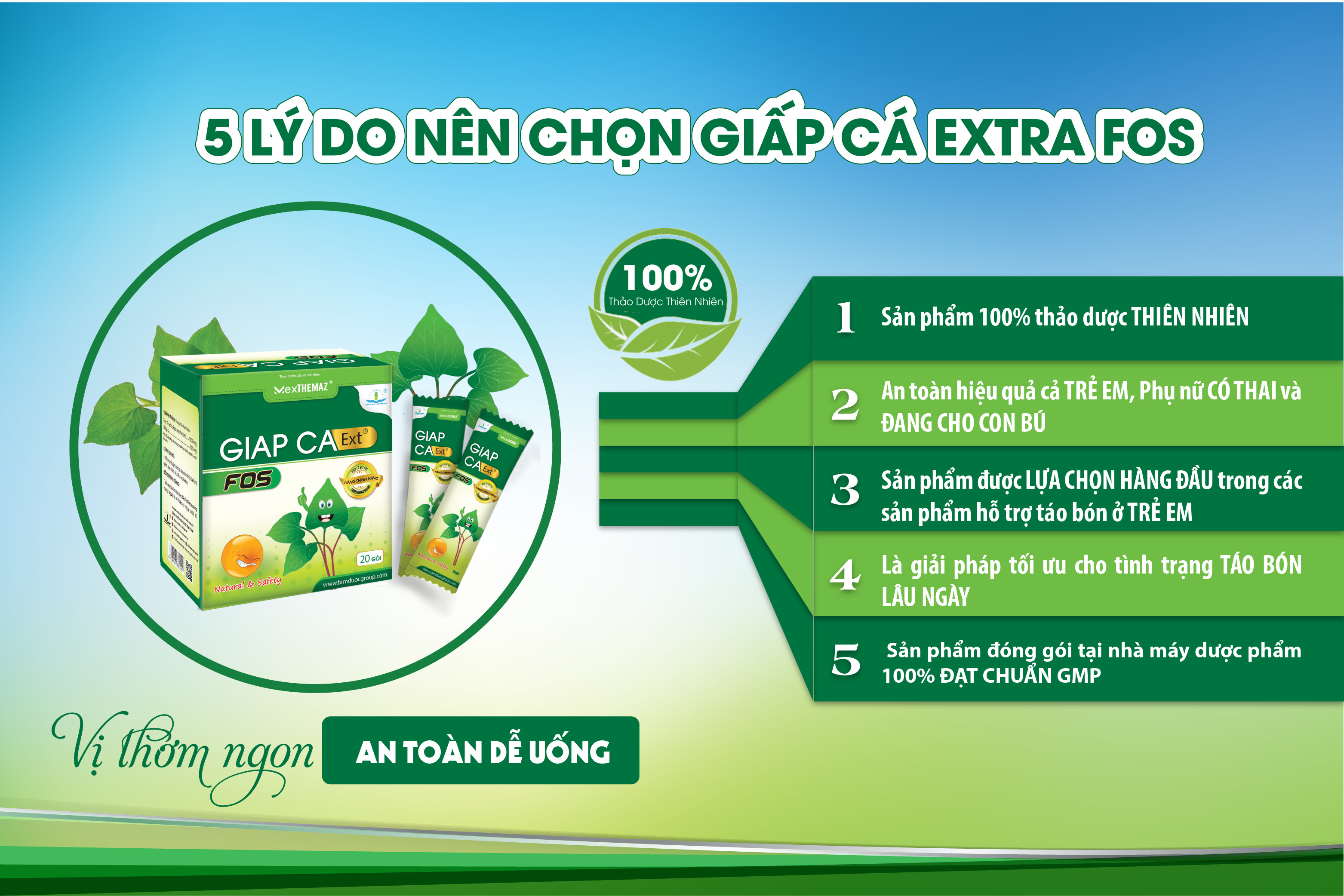 DUNG DỊCH GIẤP CÁ EXT FOS (Hộp 20 gói) Hỗ Trợ Nhuận Tràng, Giảm Táo Bón, Trĩ, Tiêu Hoá Kém Cho Trẻ Em Và Người Lớn