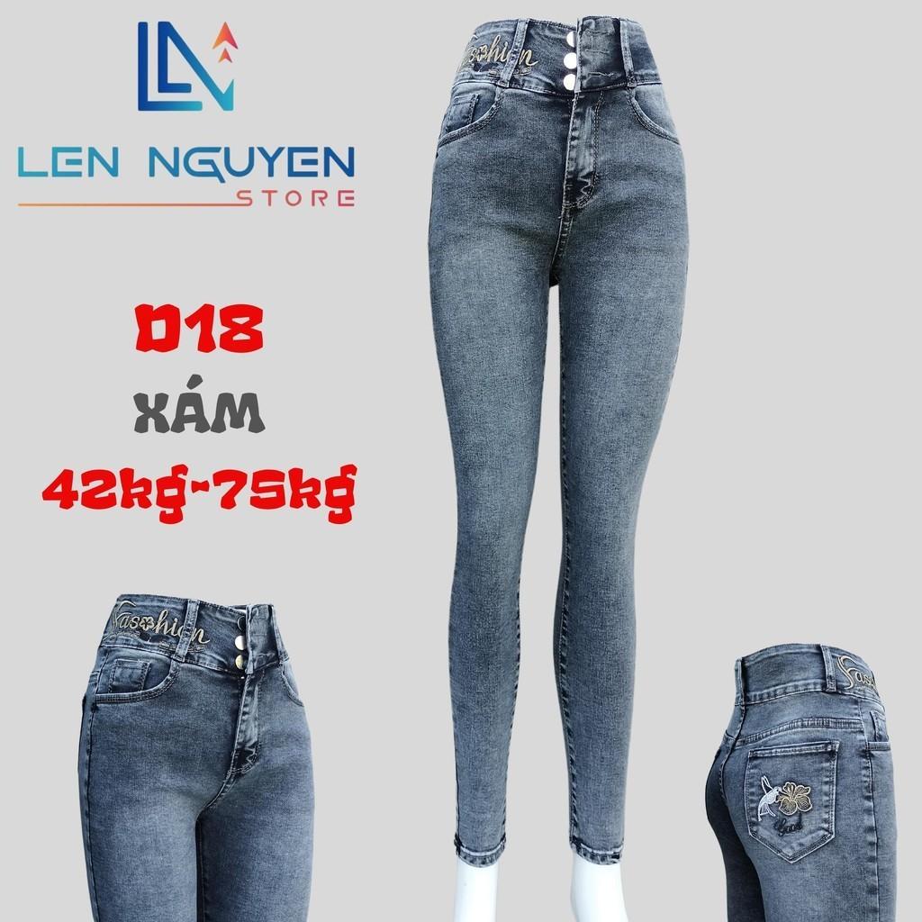 D18_Quần jean nữ, dài, lưng cao, quần bò nữ dáng ôm, quần rin nữ có big size, cho 42kg đến 75kg,LEN NGUYEN STORE
