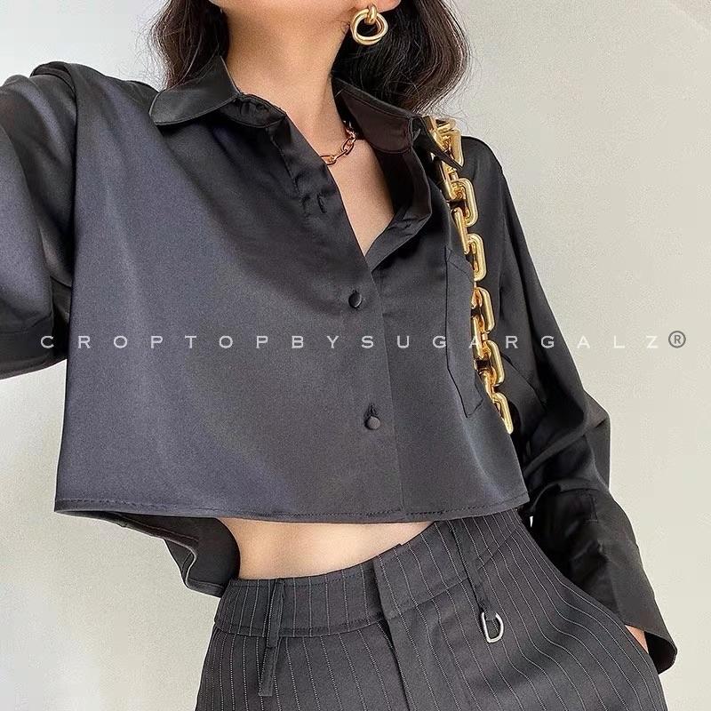 Áo croptop sơ mi lụa mở khuy - by SGGz