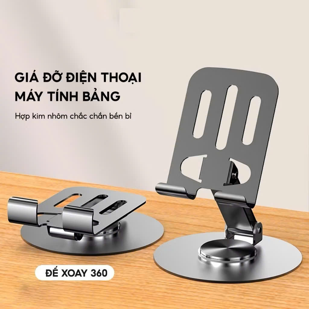 Giá Đỡ Điện Thoại, Máy Tính Bảng, Micofi Xoay 360 Gấp Gọn Nhôm, Để Bàn Livestream Xem Phim - HÀNG CHÍNH HÃNG MINIIN