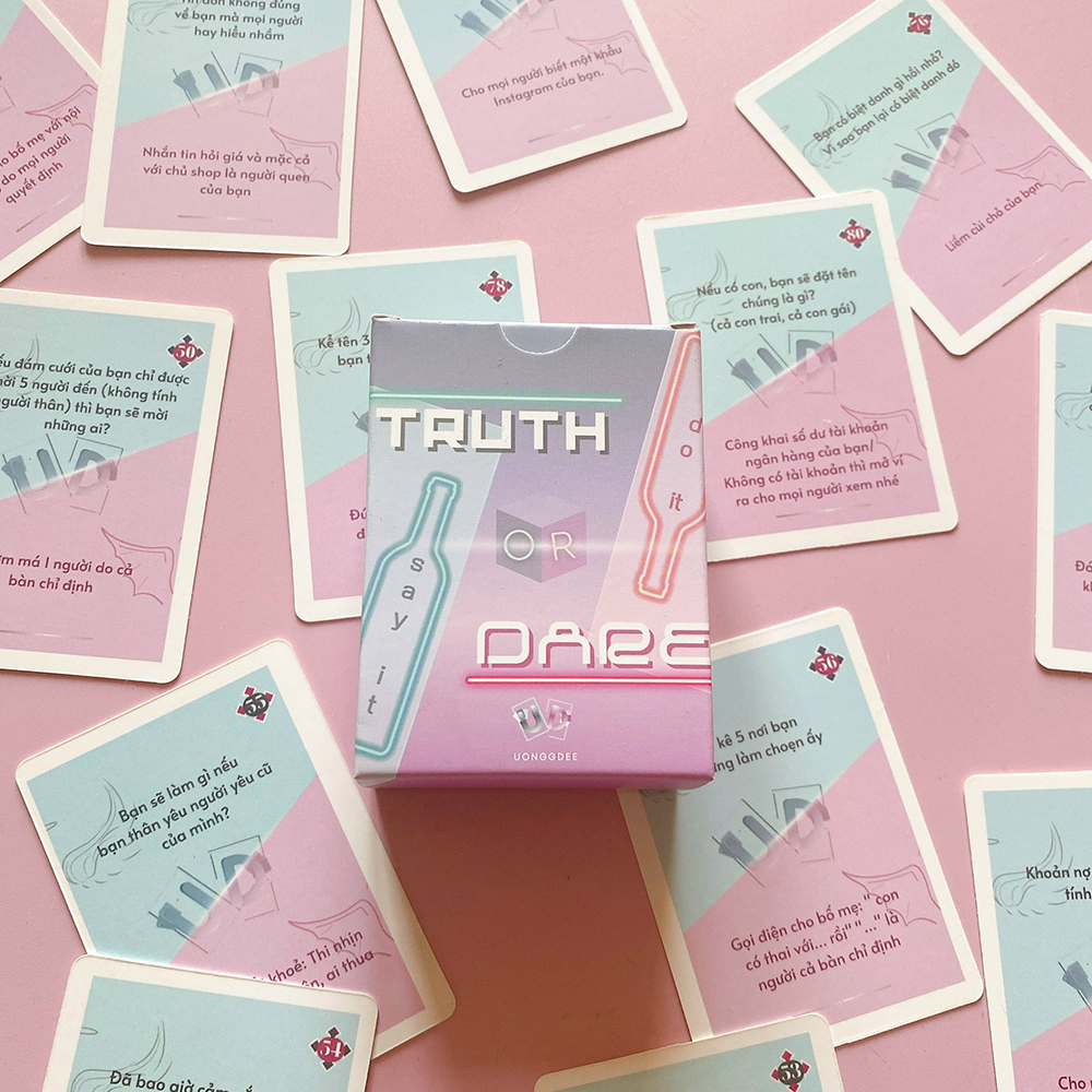 Bộ Bài Uống Đê Truth Or Dare Thách Hay Thật  Drinking Game 40-80 Lá Dành Cho Nhóm Bạn Cặp Đôi Vui Chơi Tiệc Tùng