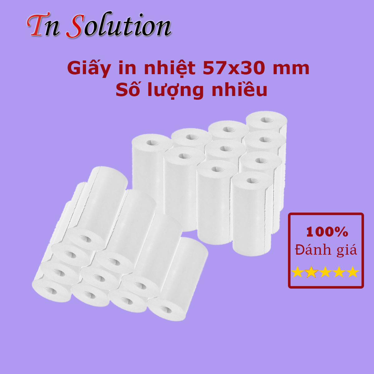 Giấy in nhiệt K57-30mm mini không lõi cho máy in bỏ túi