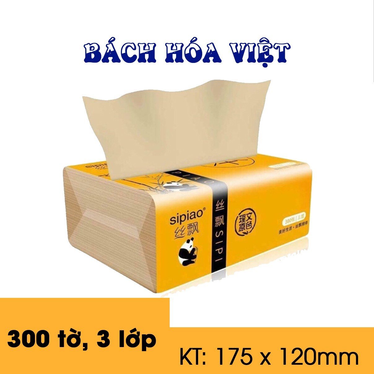 Giấy Ăn Gấu Trúc Sipao, Thùng 30 Gói Giấy Rút Siêu Dai 3 Lớp