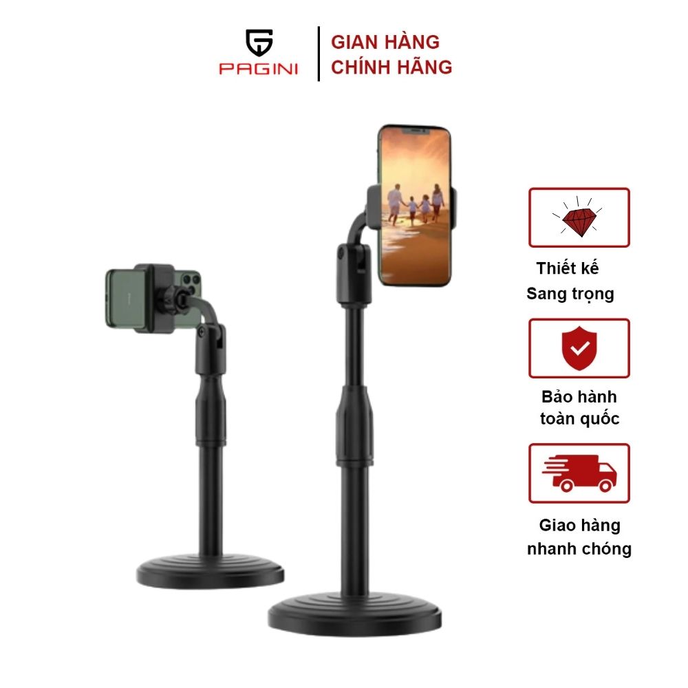 Giá đỡ điện thoại livestream để bàn PAGINI xem video ổn định xoay 360 độ dùng để quay phim ghi hình đa dụng – Có thể thay đổi độ dài – Hàng nhập khẩu