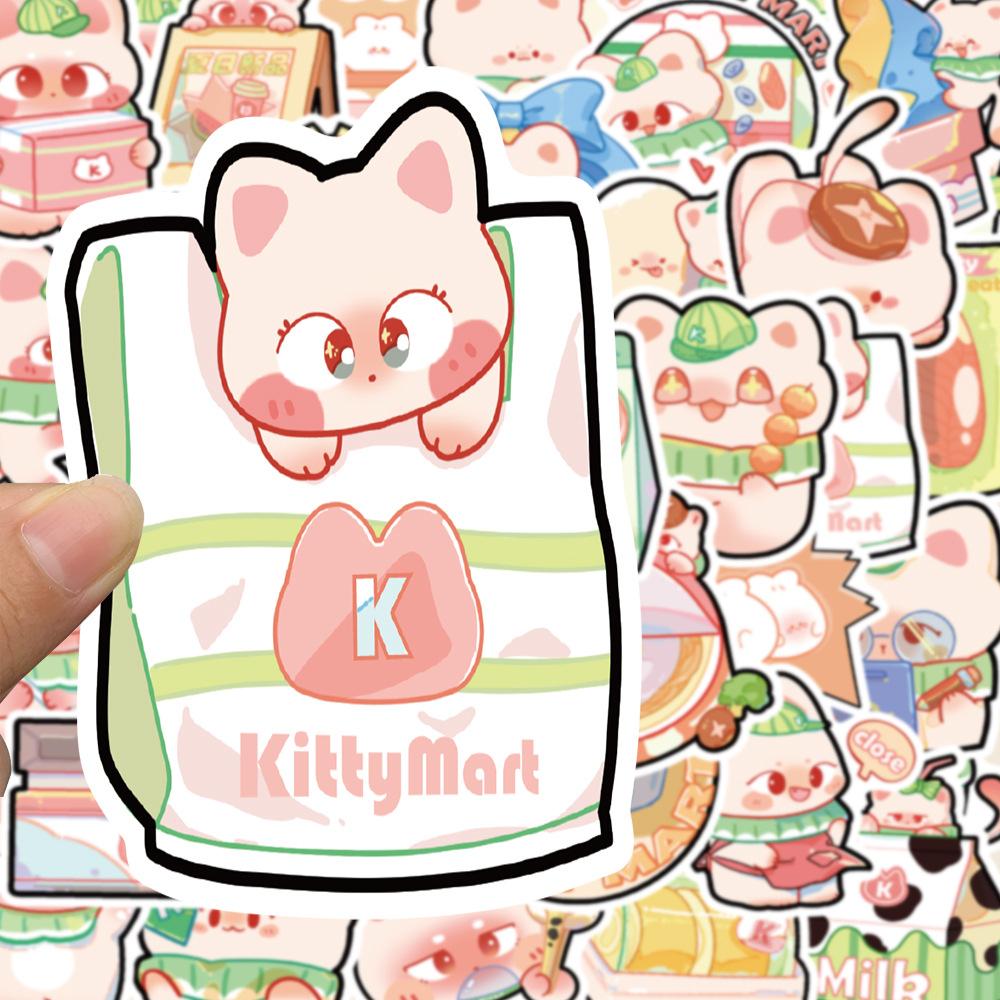 Sticker mèo kittymart hoạt hình cute trang trí mũ bảo hiểm, guitar, ukulele, điện thoại, sổ tay, laptop-mẫu S56
